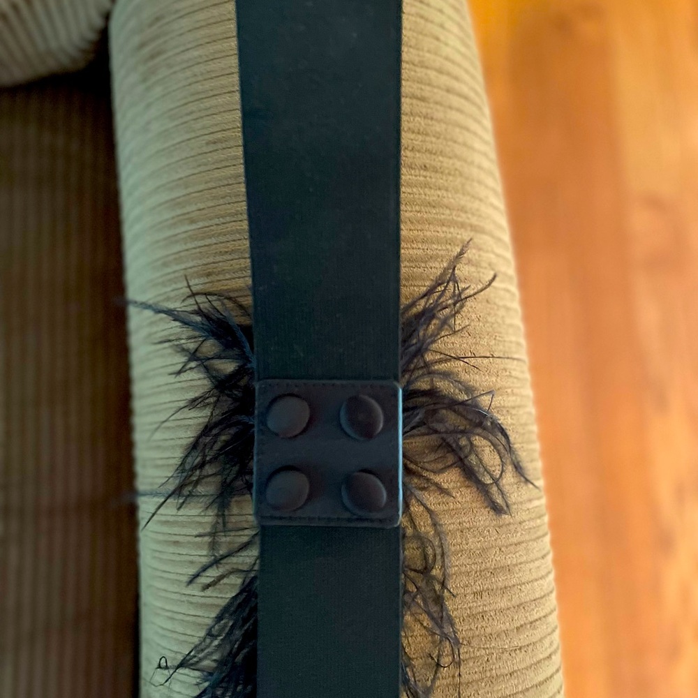 Black belt with feathers and crystals